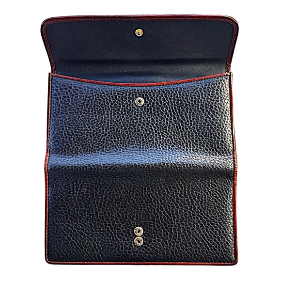 LA TOUR EIFFEL Vintage Bifold Pebbled Leather Wallet Black Tan 7.25x4x0.5" - Picture 3 of 8